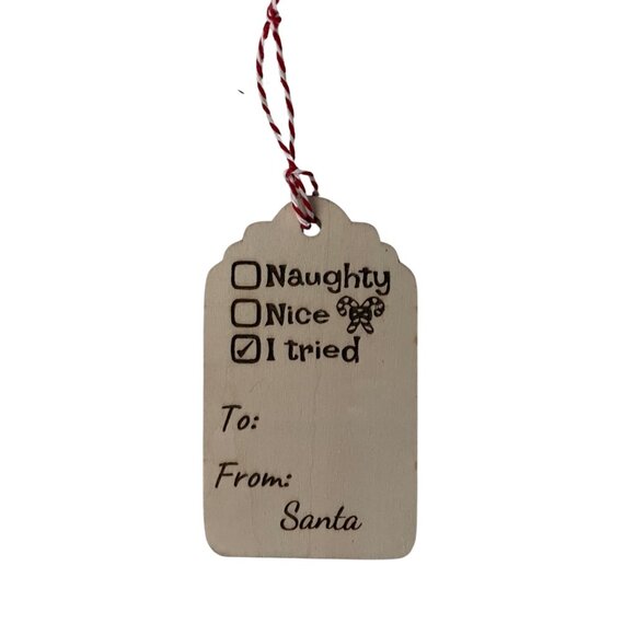 Christmas Gift Tags Ornaments Holiday Gift Tags Wood Gift Tags set of 6 - Picture 2 of 7